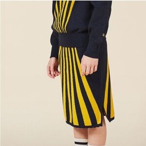 Bobo Choses navy blue yellow stripe knit skirt sz 4-5 years